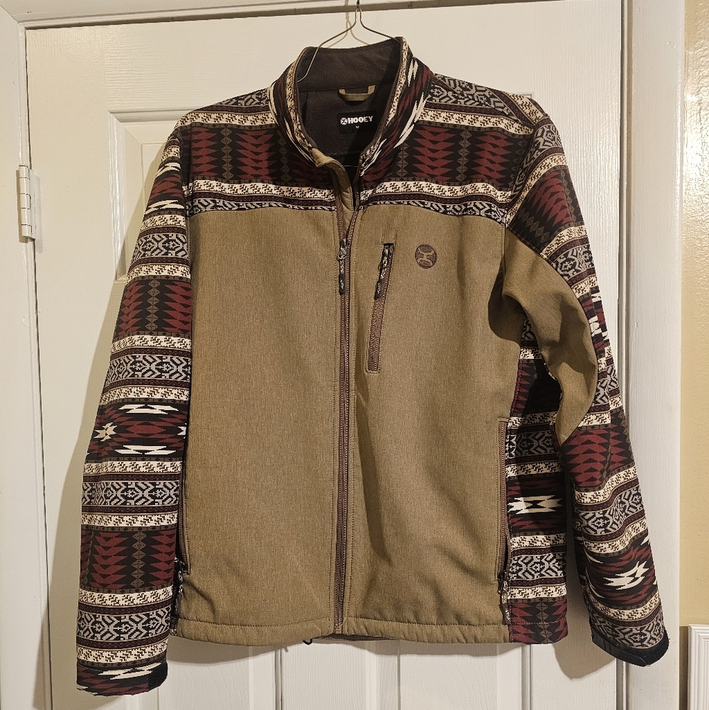 Hooey Mens Tan Aztec Softshell Jacket- Like New